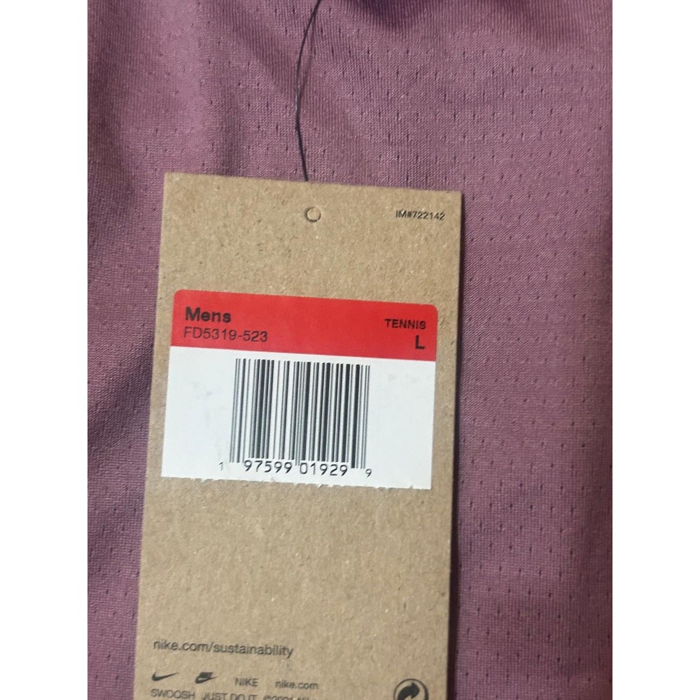 Nike Court Dri-FIT Tennis Mens Large Purple NWT FD5319-523 Colorblock Shirt - Picture 4 of 7